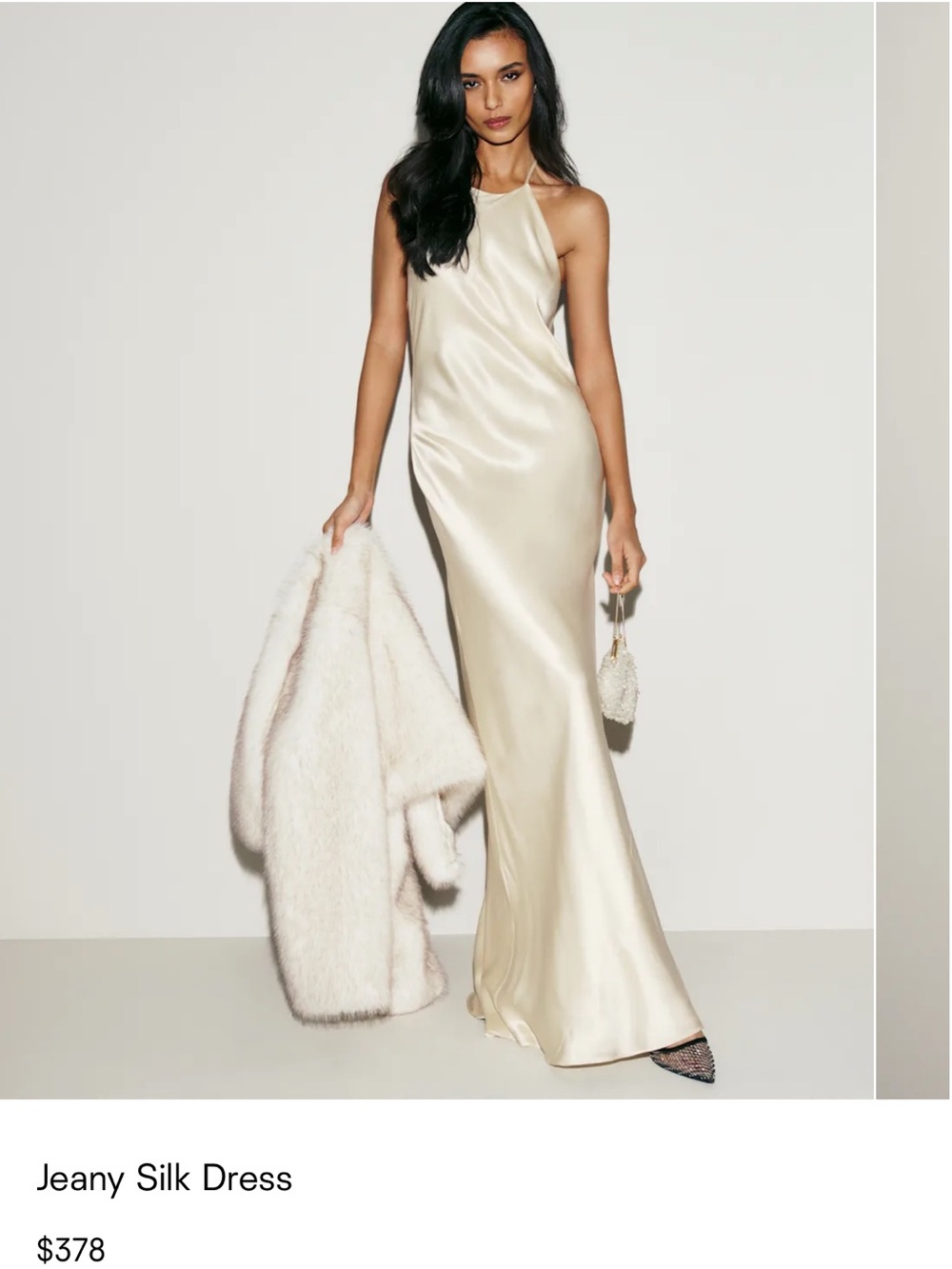 Reformation Jeany Silk Maxi Dress in Champagne